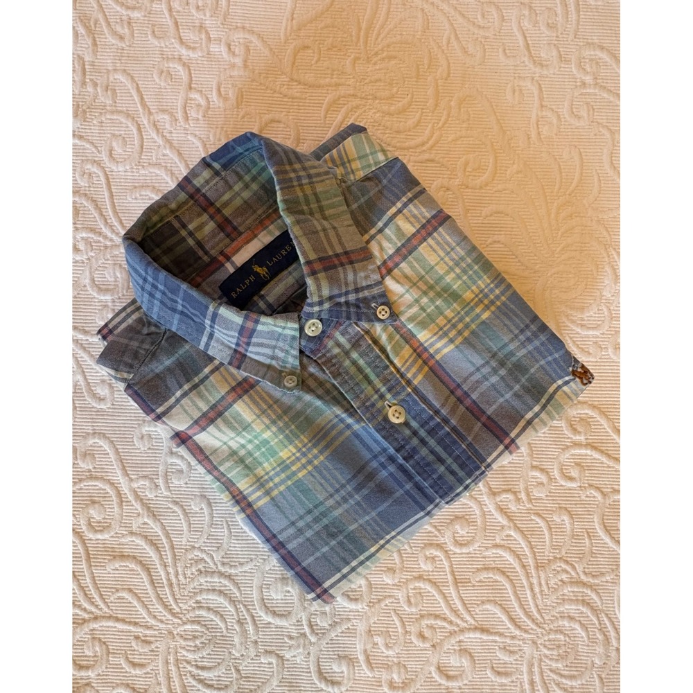 Ralph Lauren Men Multicolor Plaid Button Down‎ Shirt Classic Fit Pony Logo Men M